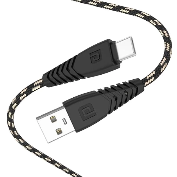 Portronics Konnect Spydr 8 Pin Cable with 3.0A Output, Fast Data Sync, 2M Length, Nylon Braided, Tangle Resistance(Black)