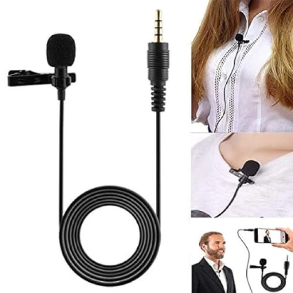Collar Mic 3.5mm Clip-on Mini Lapel Lavalier Microphone for Android/iOS Device (Black)